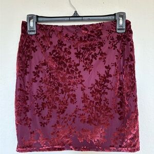 Windsor Velvet Floral Skirt - Red